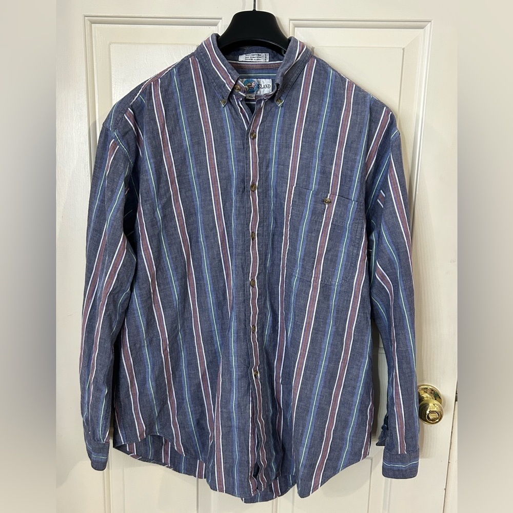 Vintage 90’s World Island Men’s XL Long Sleeve Button Down Shirt
